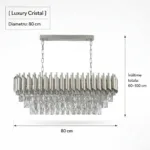 Candelabru Luxury Cristal Chrome - Grand Edition 80 cm – Cristal K9 Premium și Metal Argintiu Cromat, 8 Surse E14, Design Modern pentru Dining și Living Luminos - imagine 8