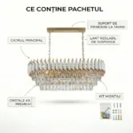 Candelabru Luxury Cristal White - Grand Edition 80 cm – Cristal K9 Premium și Metal Alb, 8 Surse E14, Design Modern pentru Dining și Living Luminos - imagine 8