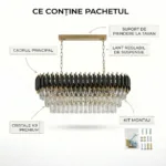 Candelabru Luxury Cristal Black - Grand Edition 80 cm – Cristal K9 Premium și Metal Negru, 8 Surse E14, Design Modern pentru Dining și Insulă Bucătărie - imagine 9