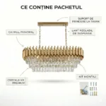 Candelabru Luxury Cristal Gold - Grand Edition 80 cm – Cristal K9 Premium și Metal Auriu, 8 Becuri E14, Design Modern pentru Dining și Living - imagine 8