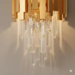 Aplica Modern Prism Gold – Eleganță Geometrică, 2 Surse, Cristal K9 și Finisaj Gold - imagine 3