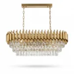 Candelabru Luxury Cristal Gold - Grand Edition 80 cm – Cristal K9 Premium și Metal Auriu, 8 Becuri E14, Design Modern pentru Dining și Living