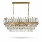 Candelabru Luxury Cristal White - Grand Edition 80 cm – Cristal K9 Premium și Metal Alb, 8 Surse E14, Design Modern pentru Dining și Living Luminos