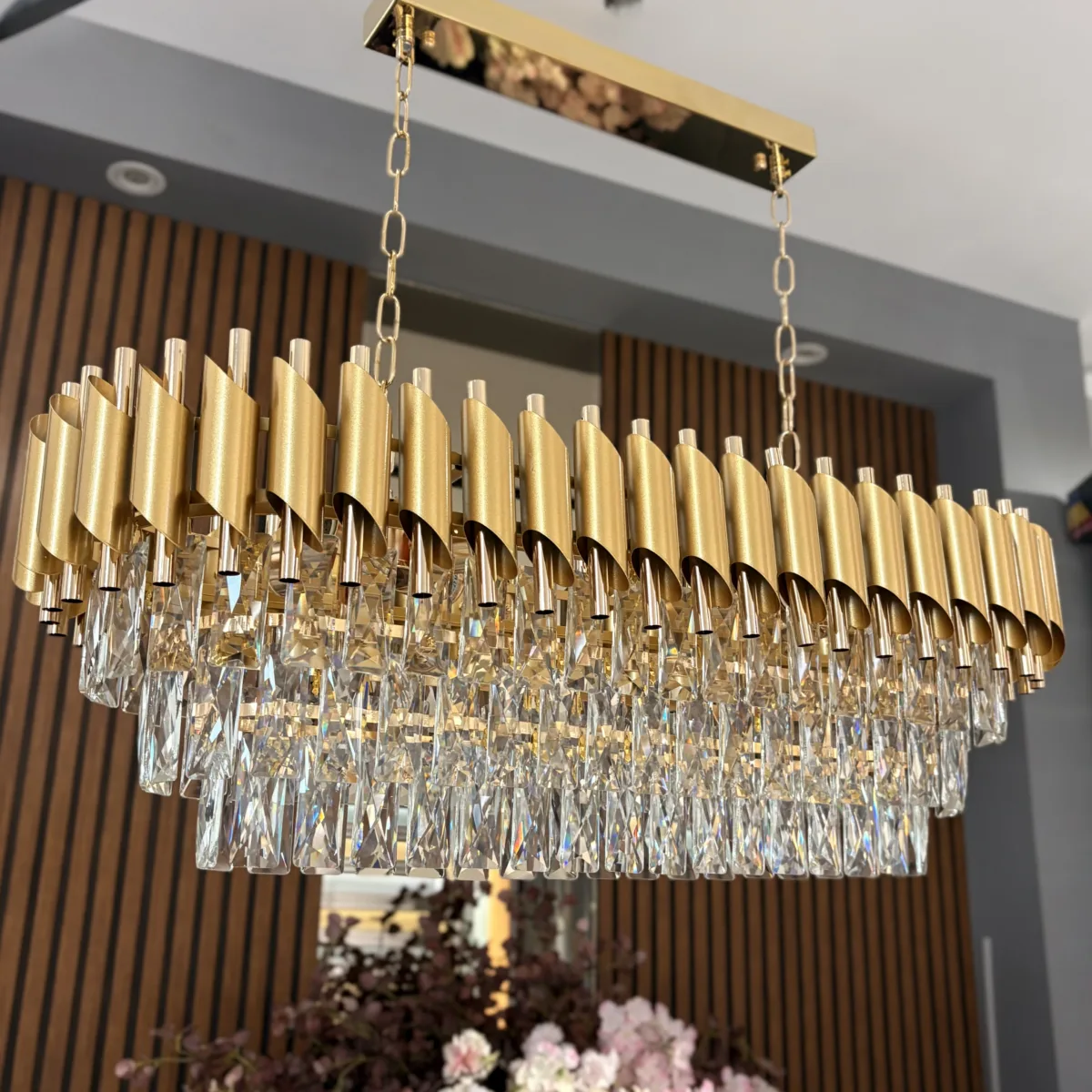 Candelabru Luxury Cristal Gold - Grand Edition 80 cm – Cristal K9 Premium și Metal Auriu, 8 Becuri E14, Design Modern pentru Dining și Living - imagine 2
