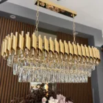 Candelabru Luxury Cristal Gold - Grand Edition 80 cm – Cristal K9 Premium și Metal Auriu, 8 Becuri E27, Design Modern pentru Dining și Living