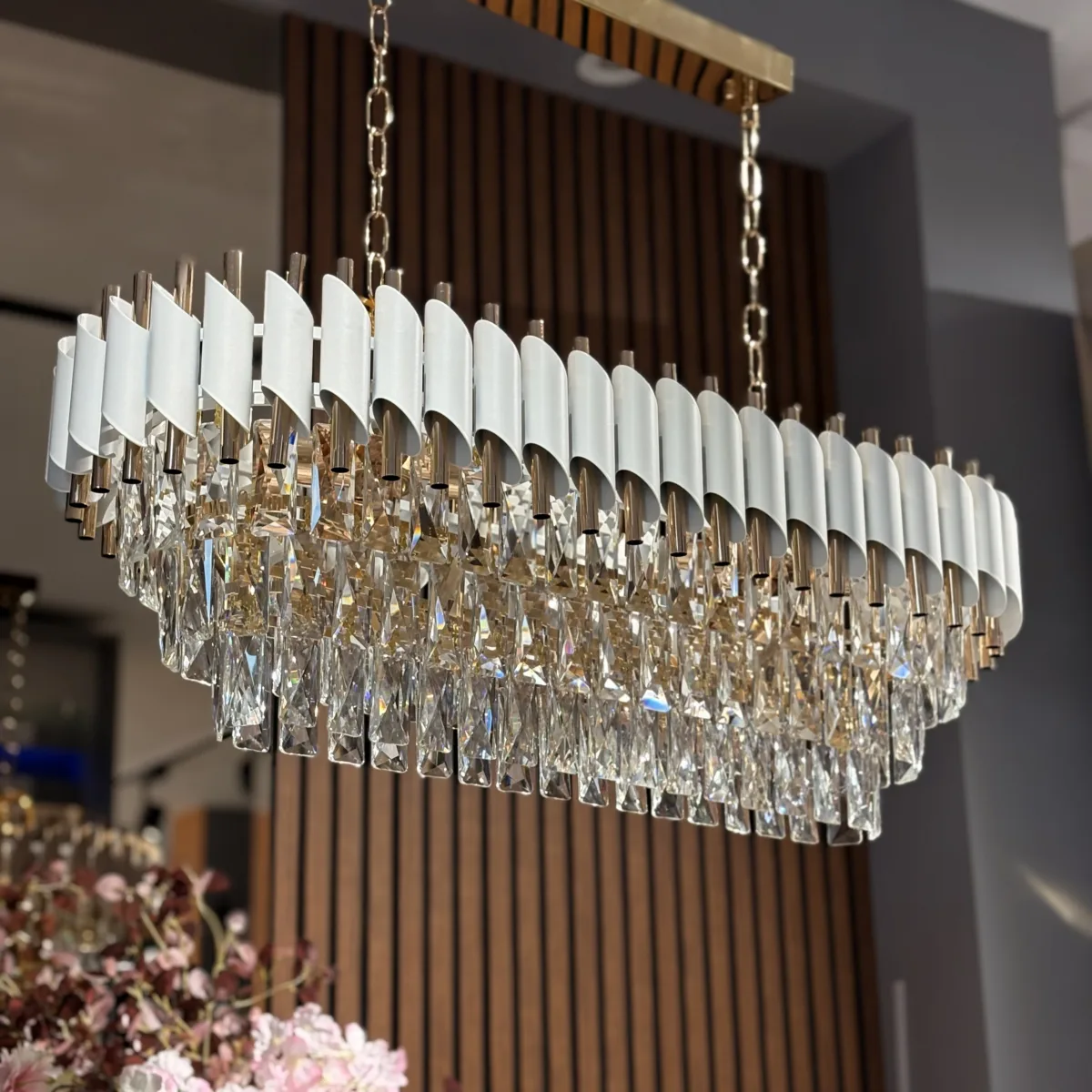 Candelabru Luxury Cristal White - Grand Edition 80 cm – Cristal K9 Premium și Metal Alb, 8 Surse E14, Design Modern pentru Dining și Living Luminos - imagine 2