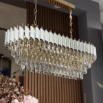 Candelabru Luxury Cristal White - Grand Edition 80 cm – Cristal K9 Premium și Metal Alb, 8 Surse E27, Design Modern pentru Dining și Living Luminos