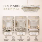 Candelabru Luxury Cristal White - Grand Edition 80 cm – Cristal K9 Premium și Metal Alb, 8 Surse E14, Design Modern pentru Dining și Living Luminos - imagine 6