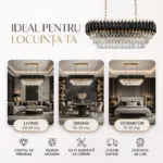 Candelabru Luxury Cristal Black - Grand Edition 80 cm – Cristal K9 Premium și Metal Negru, 8 Surse E14, Design Modern pentru Dining și Insulă Bucătărie - imagine 6