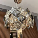 Candelabru Diamond Smoke 40 cm – Cristale K9 Fațetate în Nuanțe de Fum și Clar, 4 Surse E14, Design Modern de Lux pentru Living sau Dormitor Master - imagine 2