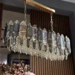 Candelabru Elegant Gold Smoke – Grand Edition, 80 cm Lungime, Cristal K9 Premium Fumuriu și Transparent, 12 Surse E14, Design Liniar de Lux pentru Dining și Living-uri Grandioase - imagine 2