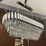 Candelabru Luxury Cristal Chrome - Grand Edition 80 cm – Cristal K9 Premium și Metal Argintiu Cromat, 8 Surse E27, Design Modern pentru Dining și Living Luminos