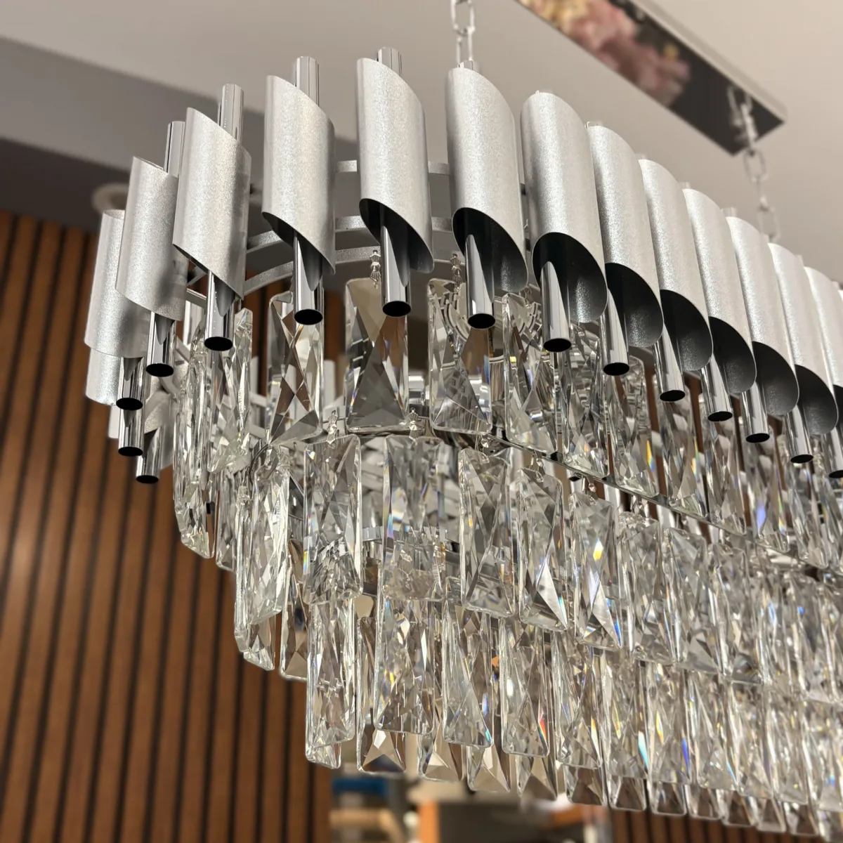 Candelabru Luxury Cristal Chrome - Grand Edition 80 cm – Cristal K9 Premium și Metal Argintiu Cromat, 8 Surse E14, Design Modern pentru Dining și Living Luminos - imagine 12