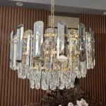 Candelabru Golden Bloom 40 cm – Cristal K9 Premium Transparent și Fumuriu, 5 Becuri E14, Design Modern de Lux pentru Living, Dormitor și Dining - imagine 2