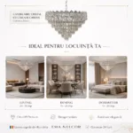 Candelabru Cristal Ice Cascade Chrome 60 cm – Cristal K9 Premium și Metal Argintiu, 8 Surse E14, Design Modern de Lux pentru Living-uri Grandioase și Lobby-uri - imagine 6