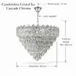 Candelabru Cristal Ice Cascade Chrome 60 cm – Cristal K9 Premium și Metal Argintiu, 8 Surse E14, Design Modern de Lux pentru Living-uri Grandioase și Lobby-uri - imagine 9