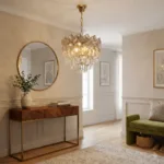 Candelabru Cristal Ice Cascade Golden 30 cm – Cristal K9 Premium și Metal Auriu, 4 Surse E14, Design Geometric de Lux pentru Hol, Dormitor și Living - imagine 3