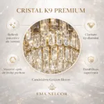 Candelabru Golden Bloom 60 cm – Cristal K9 Premium Transparent și Fumuriu, 10 Becuri E14, Design Modern de Lux pentru Living și Dining - imagine 7