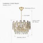 Candelabru Golden Bloom 40 cm – Cristal K9 Premium Transparent și Fumuriu, 5 Becuri E14, Design Modern de Lux pentru Living, Dormitor și Dining - imagine 9