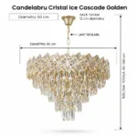 Candelabru Cristal Ice Cascade Golden 50 cm – Cristal K9 Premium și Metal Auriu, 7 Surse E14, Design Modern de Lux pentru Living-uri și Zone de Dining Generoase - imagine 9