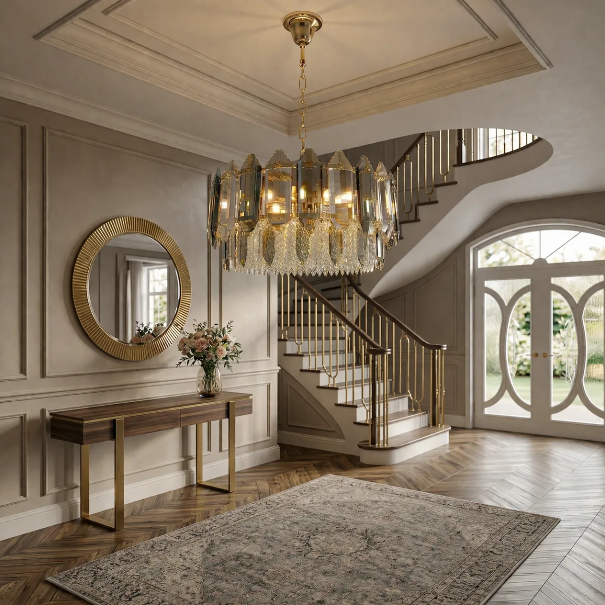 Candelabru Elegant Gold Smoke 50 cm – Cristal K9 Premium Fumuriu și Transparent, 9 Becuri E14, Design Modern de Lux pentru Living, Dining și Zone Rezidențiale - imagine 4