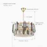 Candelabru Elegant Gold Smoke 50 cm – Cristal K9 Premium Fumuriu și Transparent, 9 Becuri E14, Design Modern de Lux pentru Living, Dining și Zone Rezidențiale - imagine 9