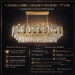 Candelabru Cristal Linear Cascade – Cristal K9 Premium, 8 Surse E14, Design Oval Modern pentru Living, Dining și Insulă Bucătărie, 77 cm Lungime - imagine 10