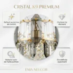 Candelabru Elegant Gold Smoke 40 cm – Cristal K9 Premium Fumuriu și Transparent, 6 Becuri E14, Design Modern de Lux pentru Living, Dining și Dormitor Master - imagine 7