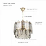 Candelabru Elegant Gold Smoke 30 cm – Cristal K9 Premium Fumuriu și Transparent, 3 Becuri E14, Design Modern de Lux pentru Holuri, Dormitoare și Zone de Accent - imagine 9