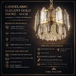 Candelabru Elegant Gold Smoke 30 cm – Cristal K9 Premium Fumuriu și Transparent, 3 Becuri E14, Design Modern de Lux pentru Holuri, Dormitoare și Zone de Accent - imagine 11