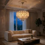 Candelabru Cristal Silver Frost 40 cm – Cristal K9 Premium și Metal Argintiu Satinat, 5 Surse E14, Design Modern Luxos pentru Dormitor, Living și Birou - imagine 4