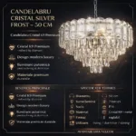 Candelabru Cristal Silver Frost 50 cm – Cristal K9 Premium și Metal Argintiu Satinat, 7 Surse E14, Design Modern de Lux pentru Living și Zone de Dining - imagine 10