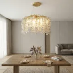 Candelabru Cristal Velvet Gold 59 cm – Cristal K9 Premium și Metal Auriu Gravat, 6 Surse E14, Design Luxos pentru Living, Dining sau Dormitor Master - imagine 4