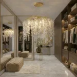 Candelabru Cristal Velvet Gold 59 cm – Cristal K9 Premium și Metal Auriu Gravat, 6 Surse E14, Design Luxos pentru Living, Dining sau Dormitor Master - imagine 3