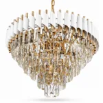 Candelabru Luxury Cristal White 60 cm – Cristal K9 Premium și Metal Alb, 8 Surse E27, Design Modern pentru Living-uri Spațioase, Lobby și Hotel