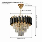 Candelabru Luxury Cristal Black 30 cm – Cristal K9 Premium și Metal Negru , 3 Surse E14, Design Modern pentru Hol, Dressing și Dormitor - imagine 9