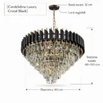 Candelabru Luxury Cristal Black 60 cm – Cristal K9 Premium și Metal Negru, 8 Surse E14, Design Modern pentru Living Generos, Lobby și Dining - imagine 9