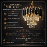 Candelabru Luxury Cristal Black 30 cm – Cristal K9 Premium și Metal Negru , 3 Surse E14, Design Modern pentru Hol, Dressing și Dormitor - imagine 11