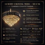 Candelabru Luxury Cristal Black 50 cm – Cristal K9 Premium și Metal Negru, 7 Surse E14, Design Modern pentru Living și Dormitor Matrimonial - imagine 11