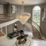 Candelabru Luxury Cristal White 60 cm – Cristal K9 Premium și Metal Alb, 8 Surse E14, Design Modern pentru Living-uri Spațioase, Lobby și Hotel - imagine 11