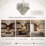 Candelabru Luxury Cristal Chrome 30 cm – Cristal K9 Premium și Metal Argintiu Cromat, 3 Surse E14, Design Modern pentru Hol, D - imagine 6