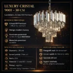 Candelabru Luxury Cristal Chrome 30 cm – Cristal K9 Premium și Metal Argintiu Cromat, 3 Surse E14, Design Modern pentru Hol, D - imagine 10