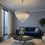 Candelabru Luxury Cristal Chrome 60 cm – Cristal K9 Premium și Metal Argintiu Cromat, 8 Surse E14, Design Modern pentru Living Generos, Lobby și Hotel - imagine 4