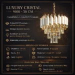 Candelabru Luxury Cristal White 30 cm – Cristal K9 Premium și Metal Alb, 3 Surse E14, Design Modern pentru Hol, Dressing și Dormitor Mic - imagine 11