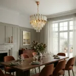 Candelabru Luxury Cristal White 40 cm – Cristal K9 Premium și Metal Alb, 4 Surse E14, Design Modern pentru Living, Dormitor și Birou - imagine 3