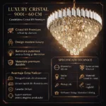 Candelabru Luxury Cristal White 60 cm – Cristal K9 Premium și Metal Alb, 8 Surse E14, Design Modern pentru Living-uri Spațioase, Lobby și Hotel - imagine 4