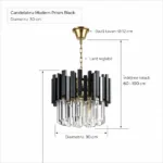 Candelabru Modern Prism Black 30 cm – Cristal K9 Premium Transparent și Metal Negru, 3 Becuri E14, Design Exclusiv pentru Holuri, Dormitoare și Zone de Accent - imagine 9