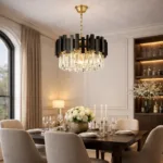 Candelabru Modern Prism Black 40 cm – Cristal K9 Premium Transparent și Metal Negru, 5 Becuri E14, Design Exclusiv pentru Dormitor, Hol și Living Modern - imagine 4