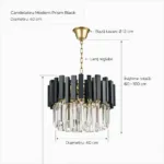 Candelabru Modern Prism Black 40 cm – Cristal K9 Premium Transparent și Metal Negru, 5 Becuri E14, Design Exclusiv pentru Dormitor, Hol și Living Modern - imagine 9