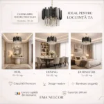 Candelabru Modern Prism Black 30 cm – Cristal K9 Premium Transparent și Metal Negru, 3 Becuri E14, Design Exclusiv pentru Holuri, Dormitoare și Zone de Accent - imagine 6